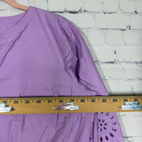 Talbots Midi Dress Women Plus XL Lavander Button Front Cottage Prairie Pockets - Picture 3 of 13